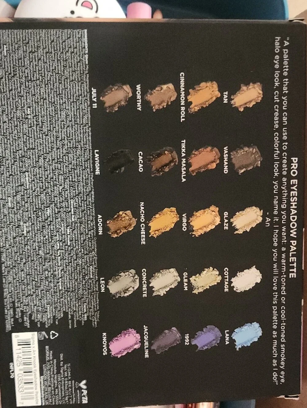 Sigma Beauty AN KNOOK Eyeshadow Palette — Pink, Purple, Blue & Neutral Mix